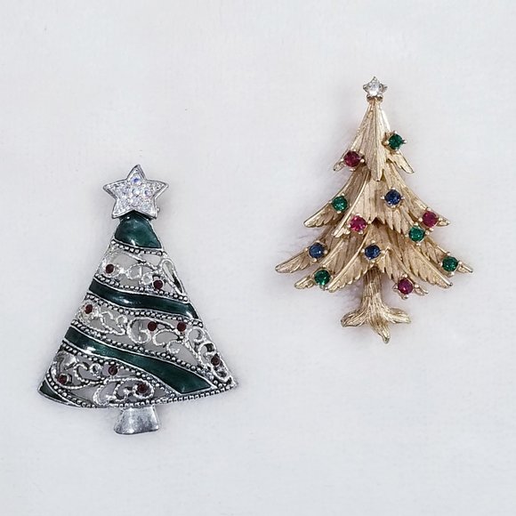 Trifari Jewelry - Vintage Christmas Tree Brooches - Trifari & KC